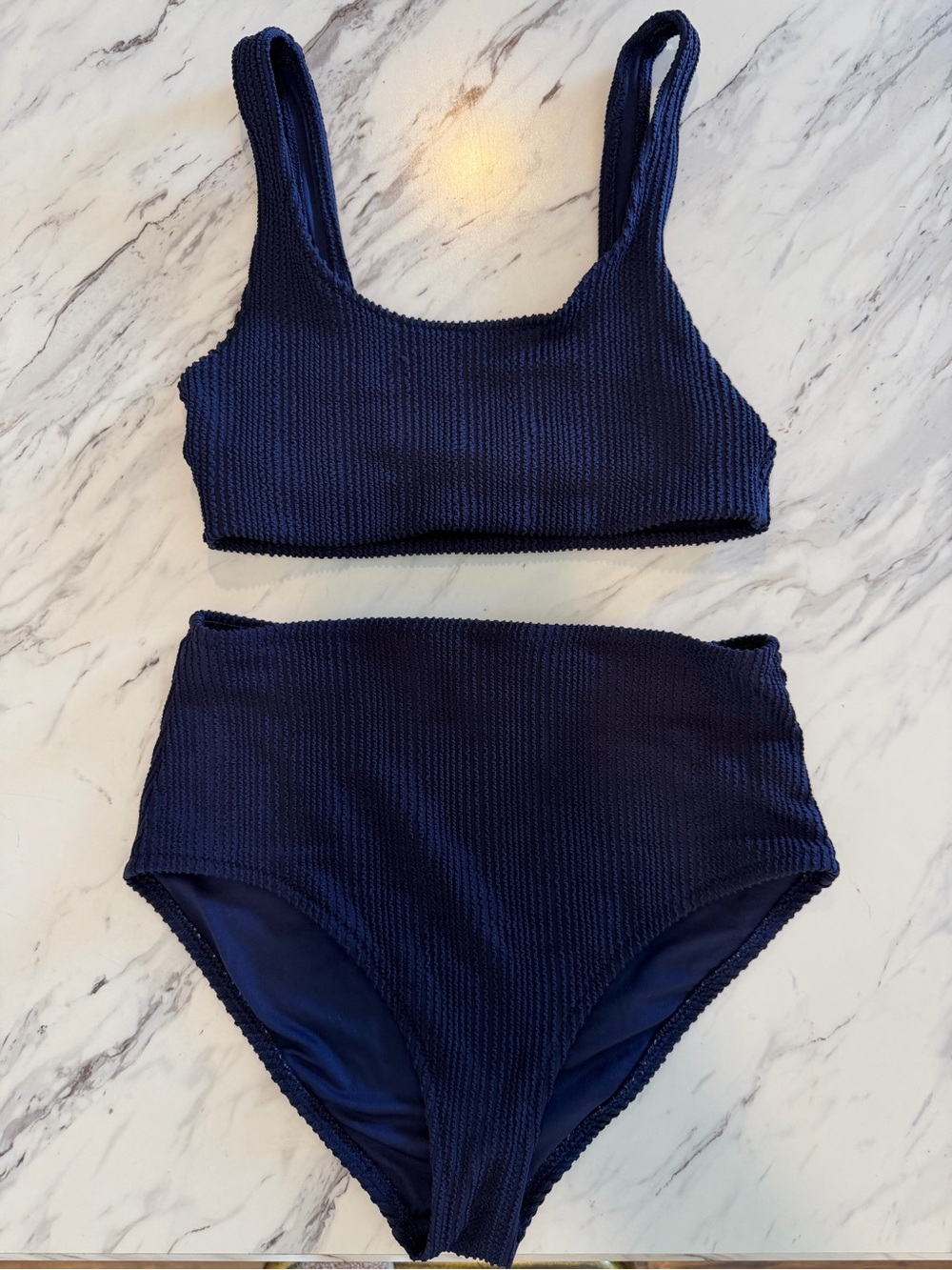 Old Navy Textured Navy Two-Piece Bikini Set